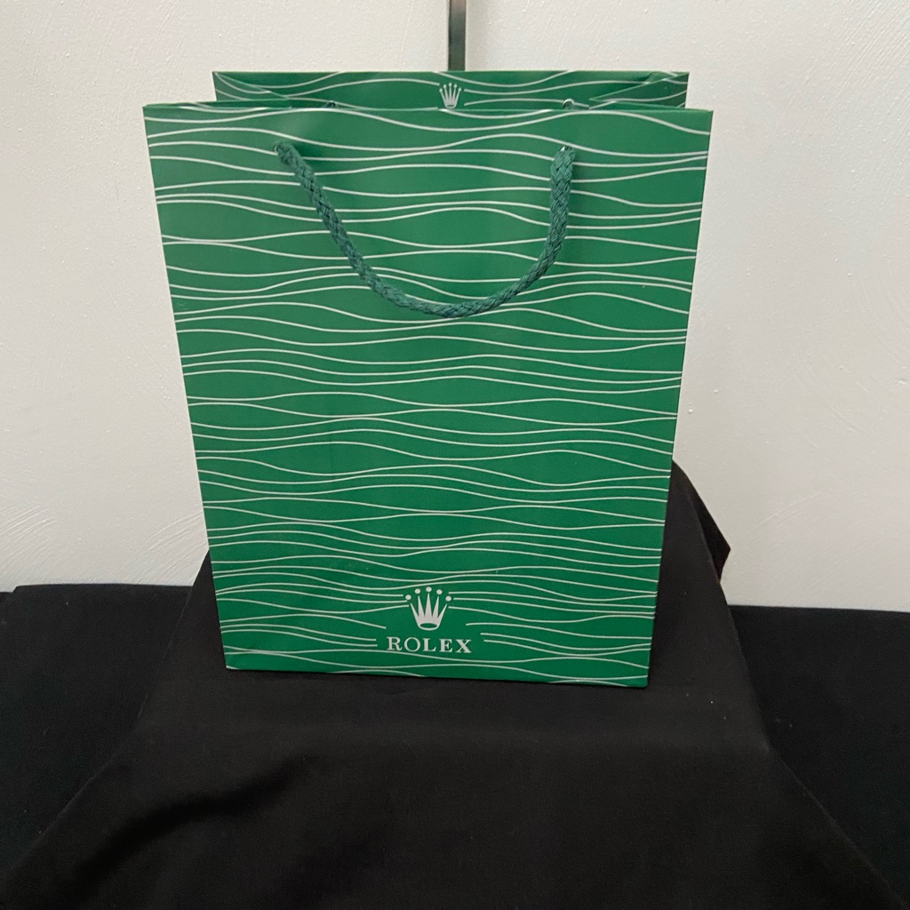 Rolex Green Luxury Shopping Bag With Textured Design